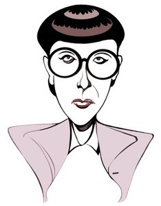 Edith Head Amerikansk kostumedesigner (1907 - 1981), karikatur med briller af Neale Osborne